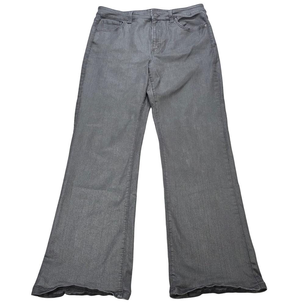 Time and Tru High Rise Flare Jeans Women's Size 16 Charcoal Gray Stretch Zip Fly